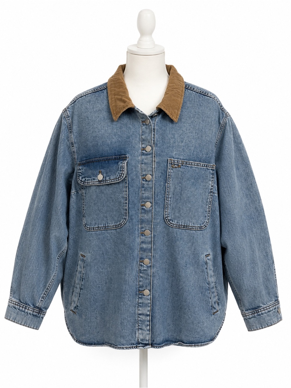Universal Thread XXL Denim Barn Jacket Corduroy Collar Blue Button Front